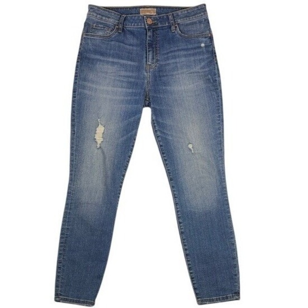 Kut from the Kloth Donna High Rise Ankle‎ Skinny Jeans Blue Distressed Size 8